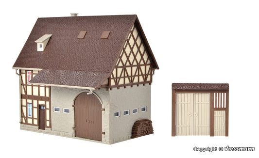 Vollmer 43731 Farmhouse with Barn and Yard Gate Kit HO