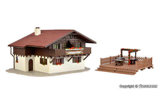 Vollmer 43960 Alpine Inn with Wooden Terrace Kit HO