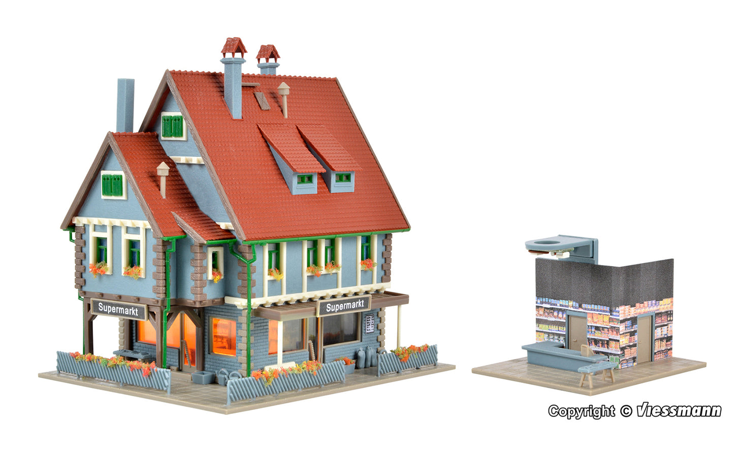 Vollmer 47660 Supermarket with Interior and LED Lighting Kit N Gauge