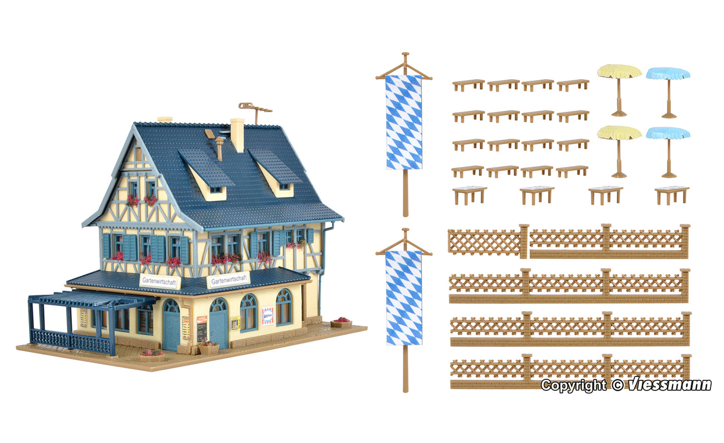 Vollmer 47698 Guest House with Beer Garden Kit N Gauge