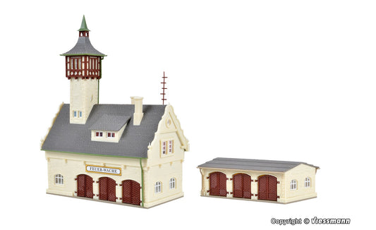 Vollmer 47781 Six Bay Village Fire Station Kit N Gauge