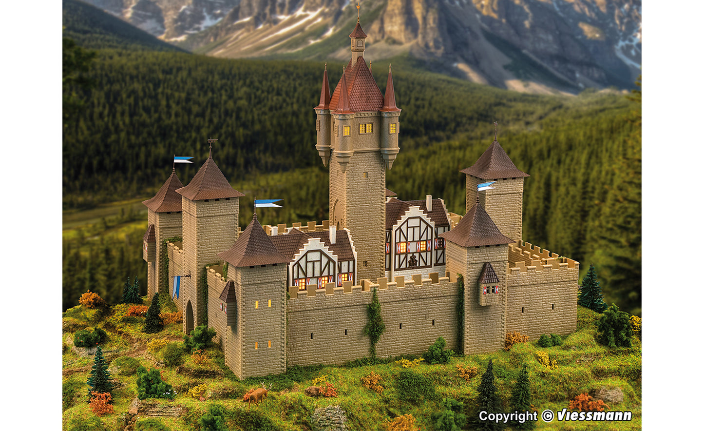 Vollmer 49910 Medieval Castle with LED Lighting Start and Save Kit HO