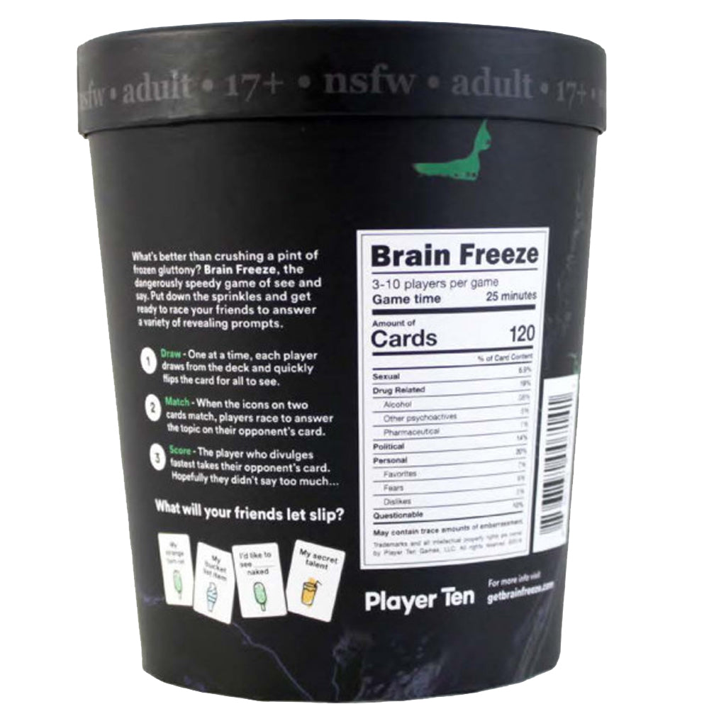 Brain Freeze NSFW - Adult Card Game Age 17+ 3-10 Players