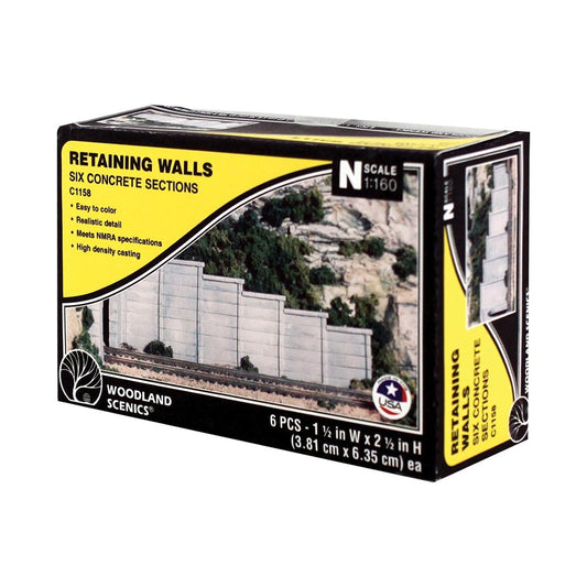 Woodland Scenics C1158 Concrete Retaining Wall Concrete (x6) N Gauge Railway Landscaping Scenics