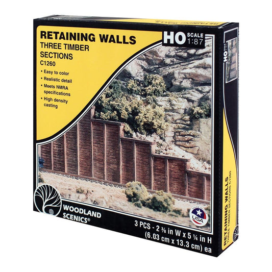 Woodland Scenics C1260 HO Timber Retaining Wall (x3) HO Gauge Railway Landscaping Scenics