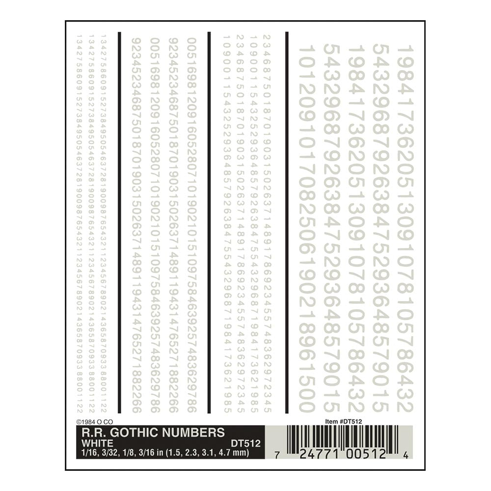Woodland Scenics DT512 R.R. Gothic Numbers - White