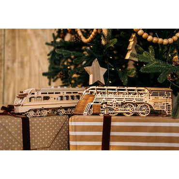 Wood Trick Atlantic Express Locomotive Train Wooden Model Kit WDTK029