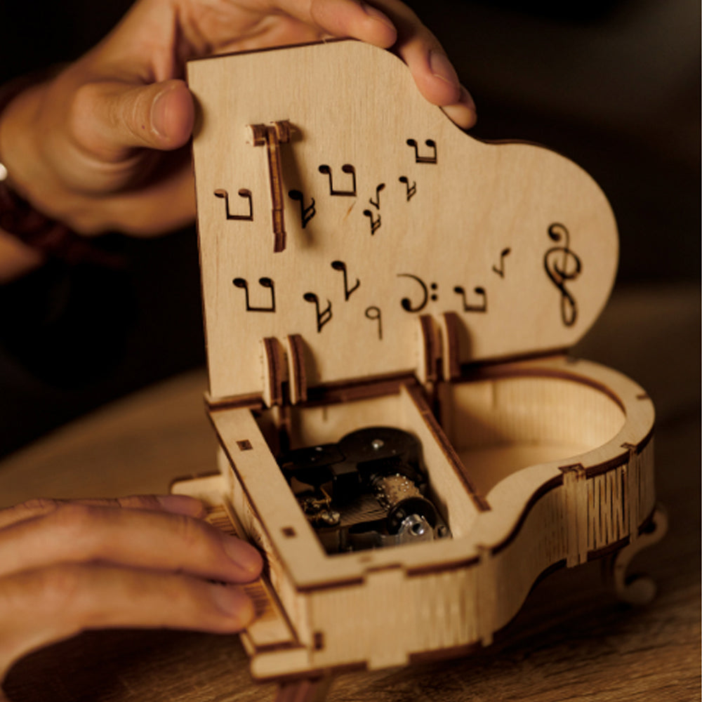Wood Trick Grand Piano (Music Box) Wooden Model Kit WDTK041