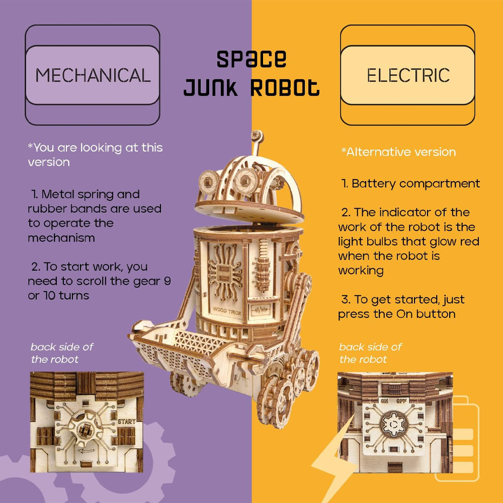 Wood Trick Space Junk Robot Mechanical Wooden Model Kit WDTK073