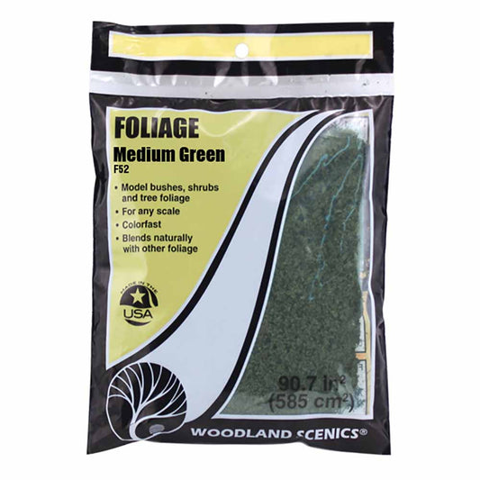 Woodland Scenics F52 Medium Green Foliage Scenic Brush Foliage Flock Landscaping
