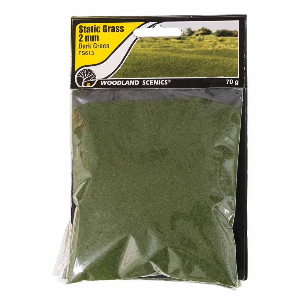 Woodland Scenics FS613 2mm Static Grass Dark Green Scenic Brush Foliage Flock