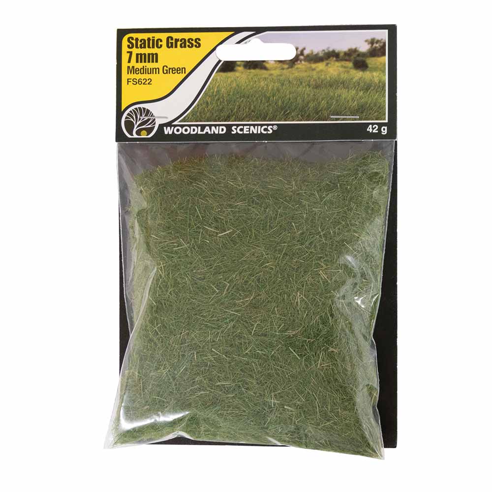 Woodland Scenics FS622 7mm Static Grass Medium Green Scenic Brush Foliage Flock