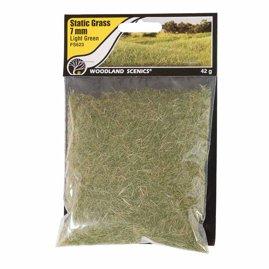 Woodland Scenics FS623 7mm Static Grass Light Green Scenic Brush Foliage Flock