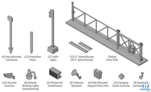 Walthers Cornerstone Security Details Building Kit HO Gauge WH933-4074