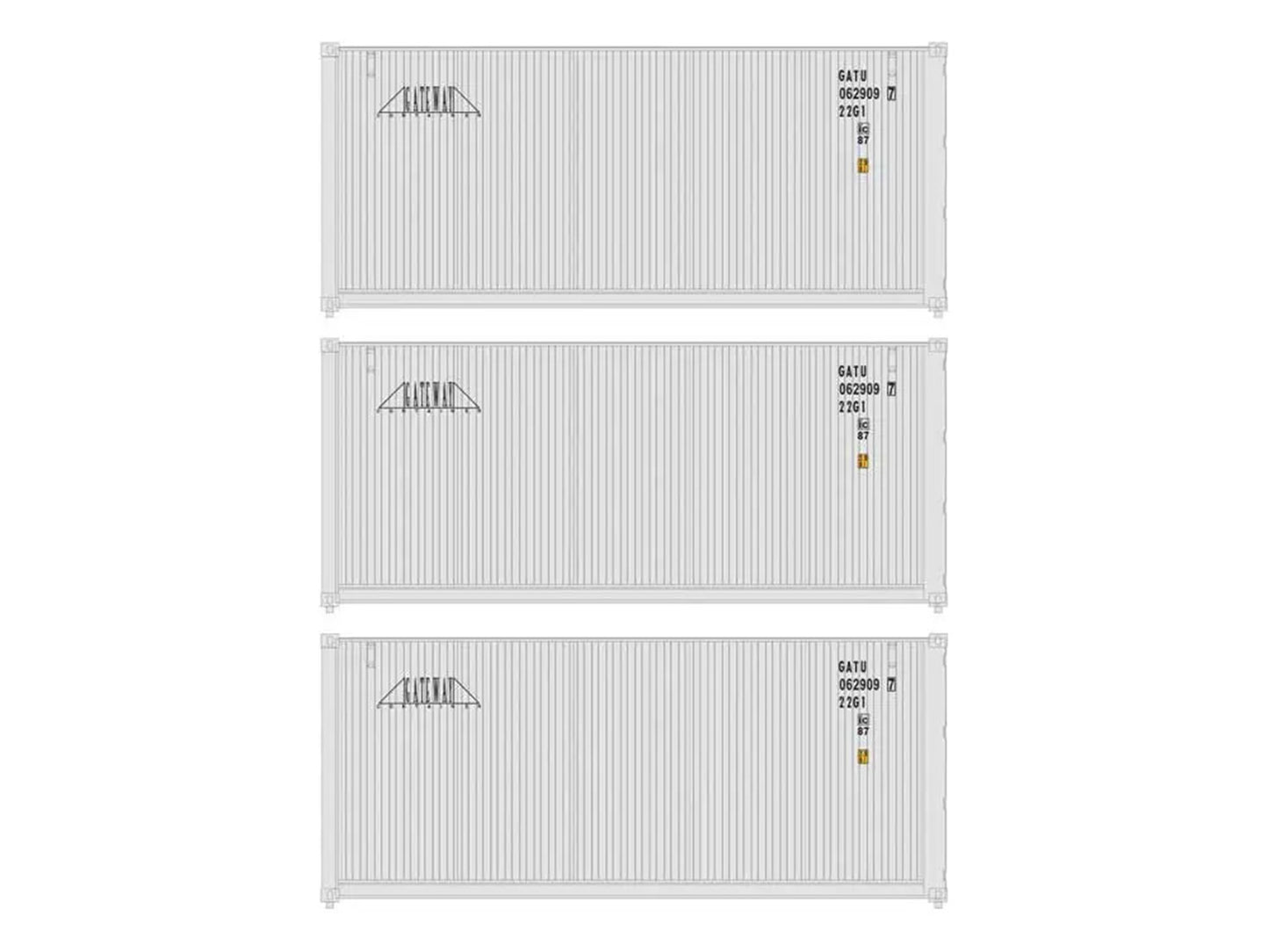 Walthers 20' Corrugated Container Set (3) Gateway WH949-18051 HO Gauge