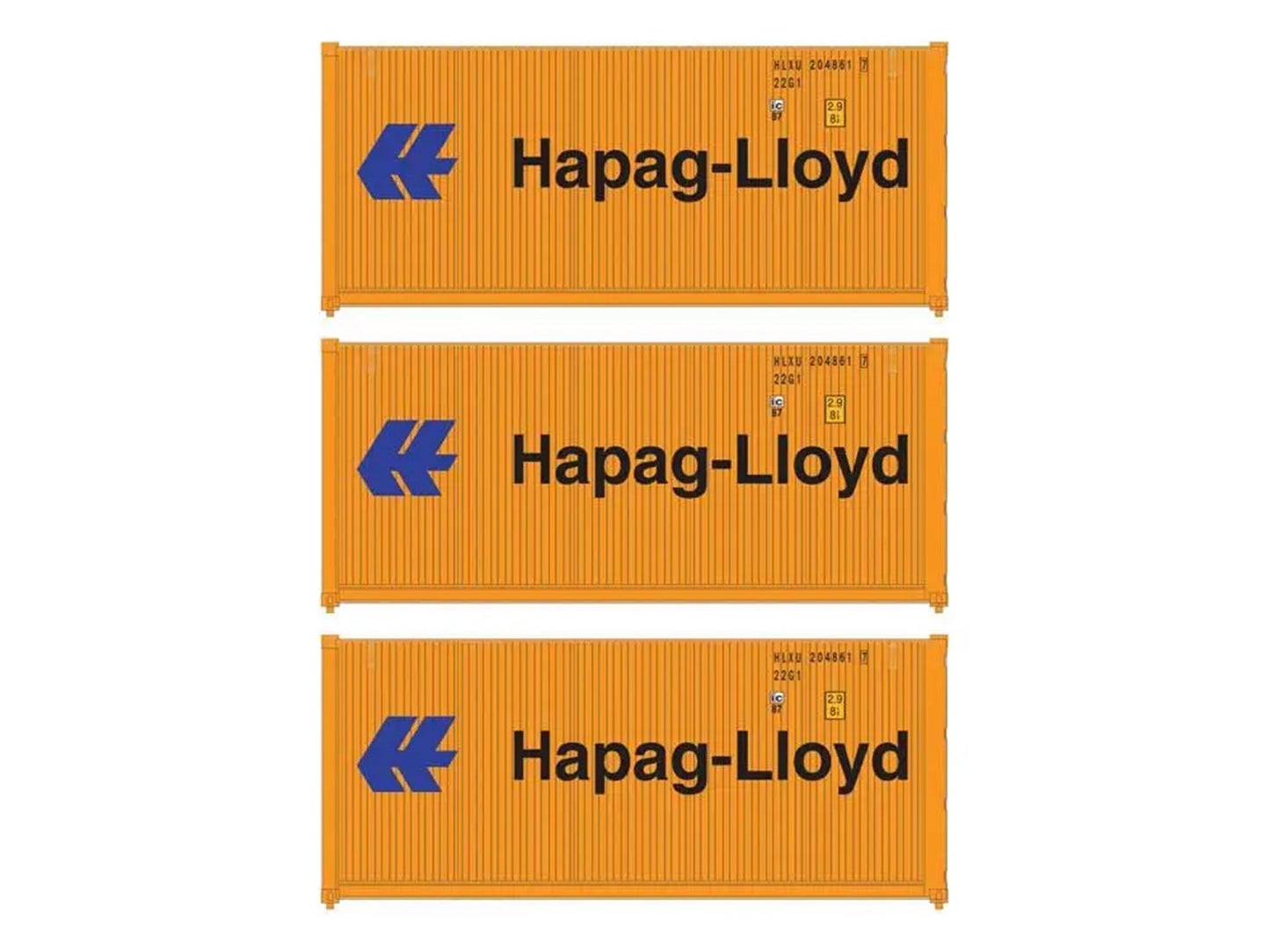 Walthers 20' Corrugated Container Set (3) Hapag-Lloyd WH949-18053 HO Gauge