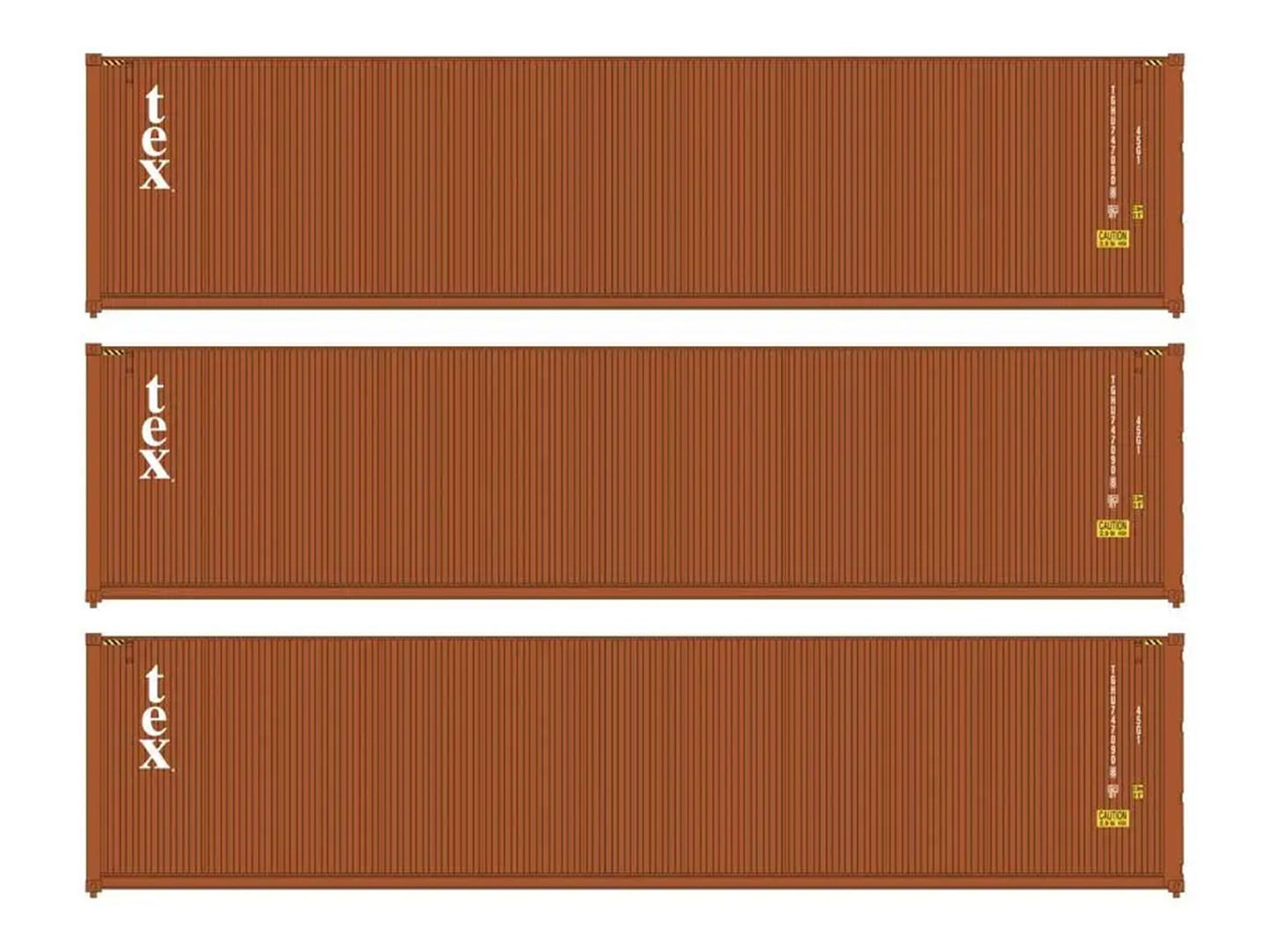 Walthers 40' Hi Cube Corrugated Container Set (3) TEX WH949-18255 HO Gauge