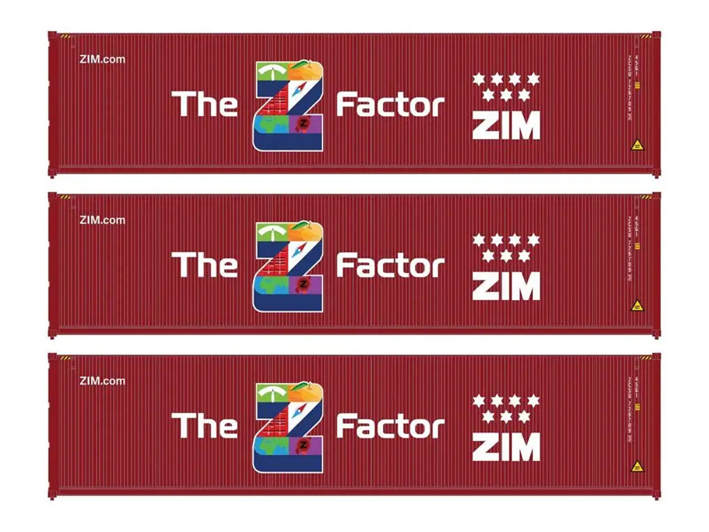 Walthers 40' Hi Cube Corrugated Container Set (3) ZIM WH949-18257 HO Gauge