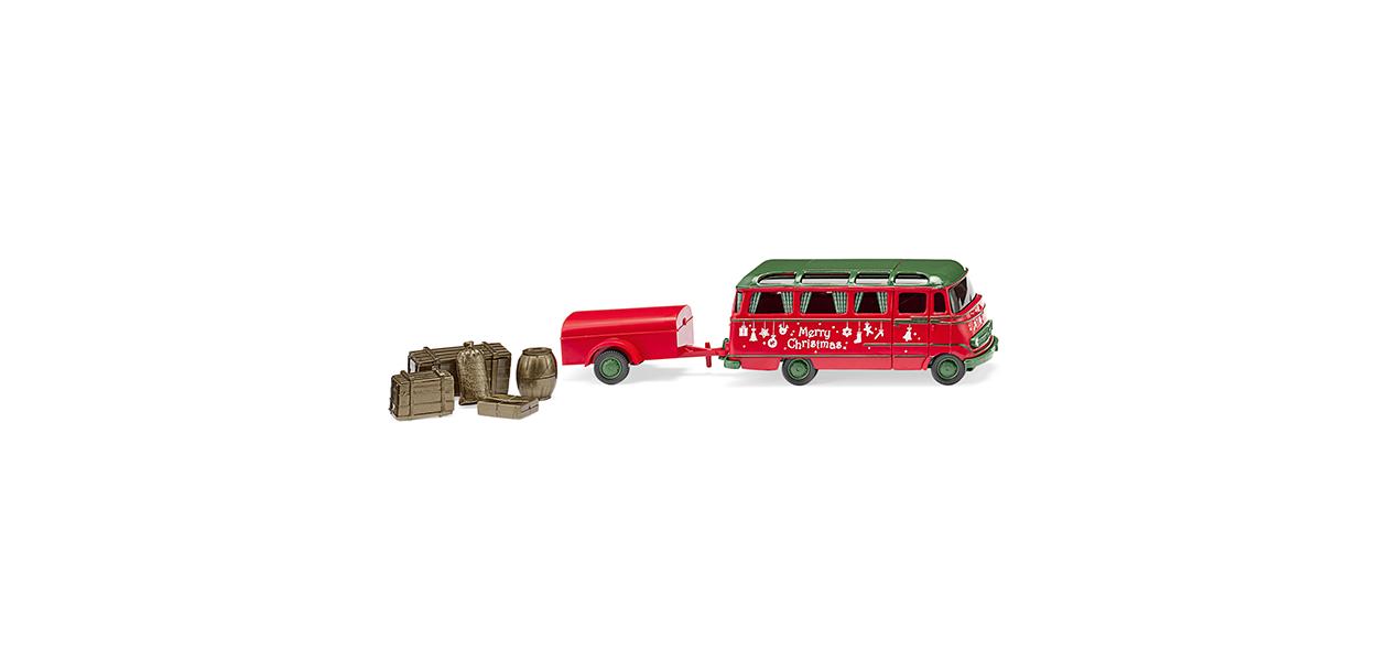 Wiking MB O 319 Panorama Bus & Trailer Christmas 1955-68 HO Gauge WK026005