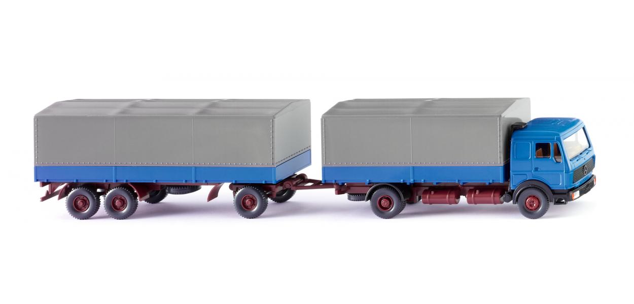 Wiking MB NG Flatbed Road Train Azur Blue 1973-80 45501 HO Gauge