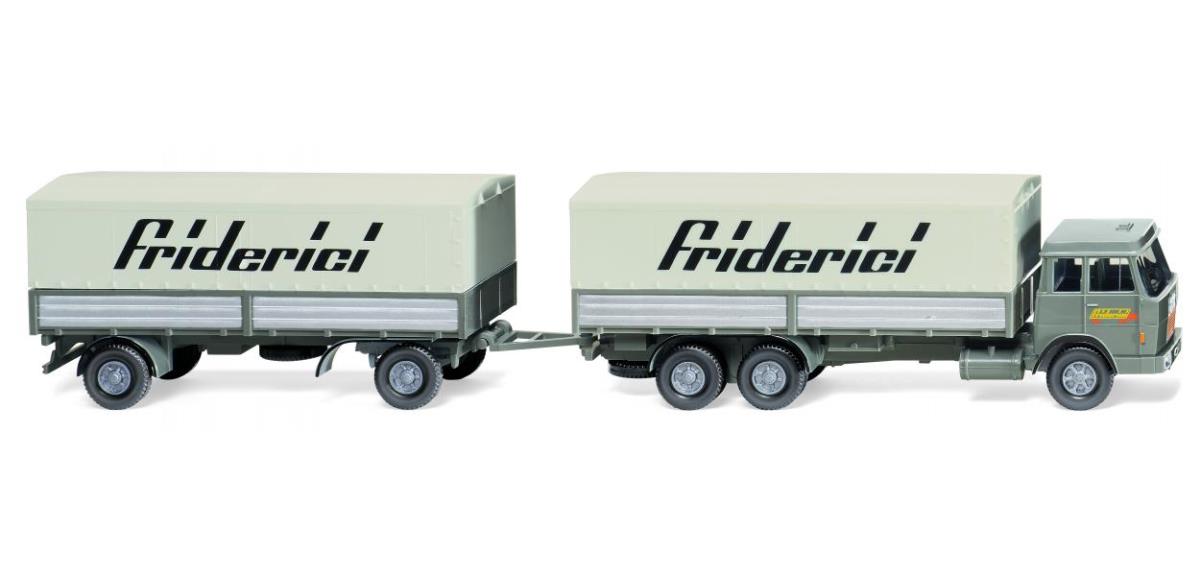 Wiking 047502 Hanomag Henschel Flatbed Road Train Friderici 1969-70 HO