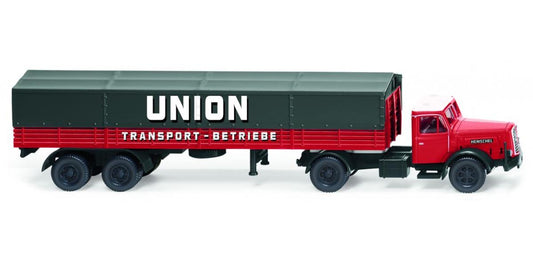 Wiking 051406 Henschel Flatbed Tractor Trailer Union Transport 1950-55 HO