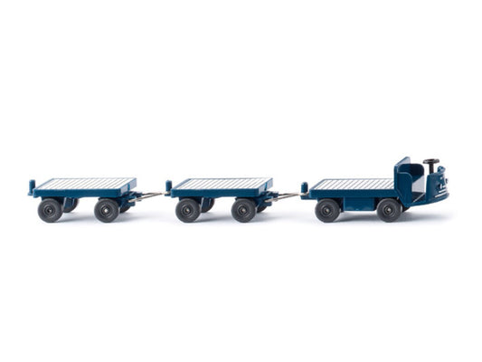 Wiking Electric Cart with Trailers Green Blue 1956-69 HO Gauge 116004