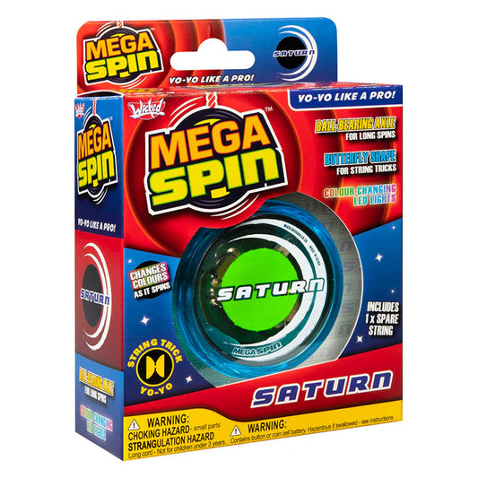 Wicked Mega Spin Saturn String-Trick Yo-Yo w/Colour Changing LED Lights - Blue