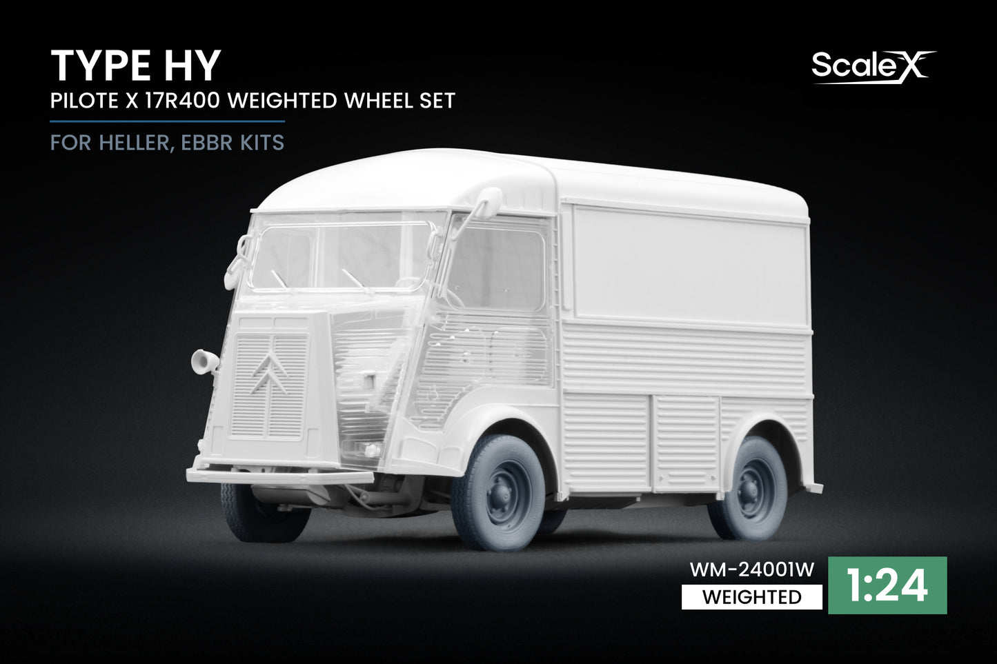 ScaleX Type HY Weighted Wheel Set for Heller 1:24 Model Kits