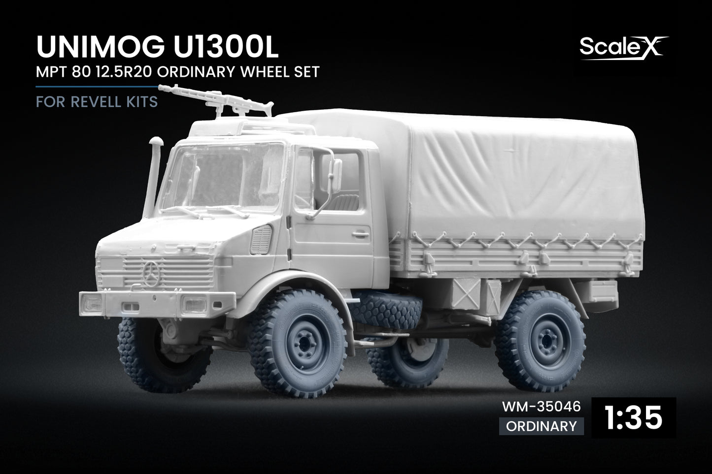 ScaleX Unimog U1300L MPT 80 Ordinary Wheel Set For Revell 1:35 Model Kits