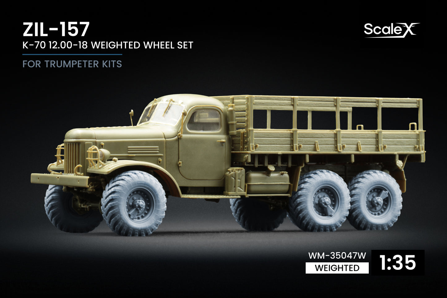 ScaleX ZIL-157 K-70 Weighted Wheel Set For Trumpeter 1:35 Model Kits