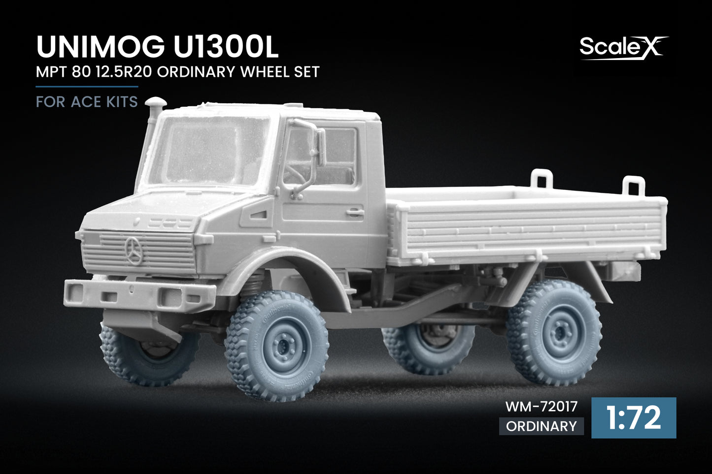 ScaleX Unimog U1300L MPT 80 Ordinary Wheel Set For Ace 1:72 Model Kits