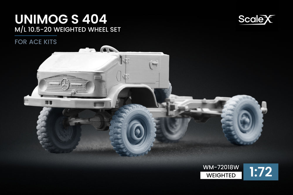 ScaleX Unimog S 404 M/L 10.5-20 Weighted Wheel Set 1:72 Model Kits WM-72018W