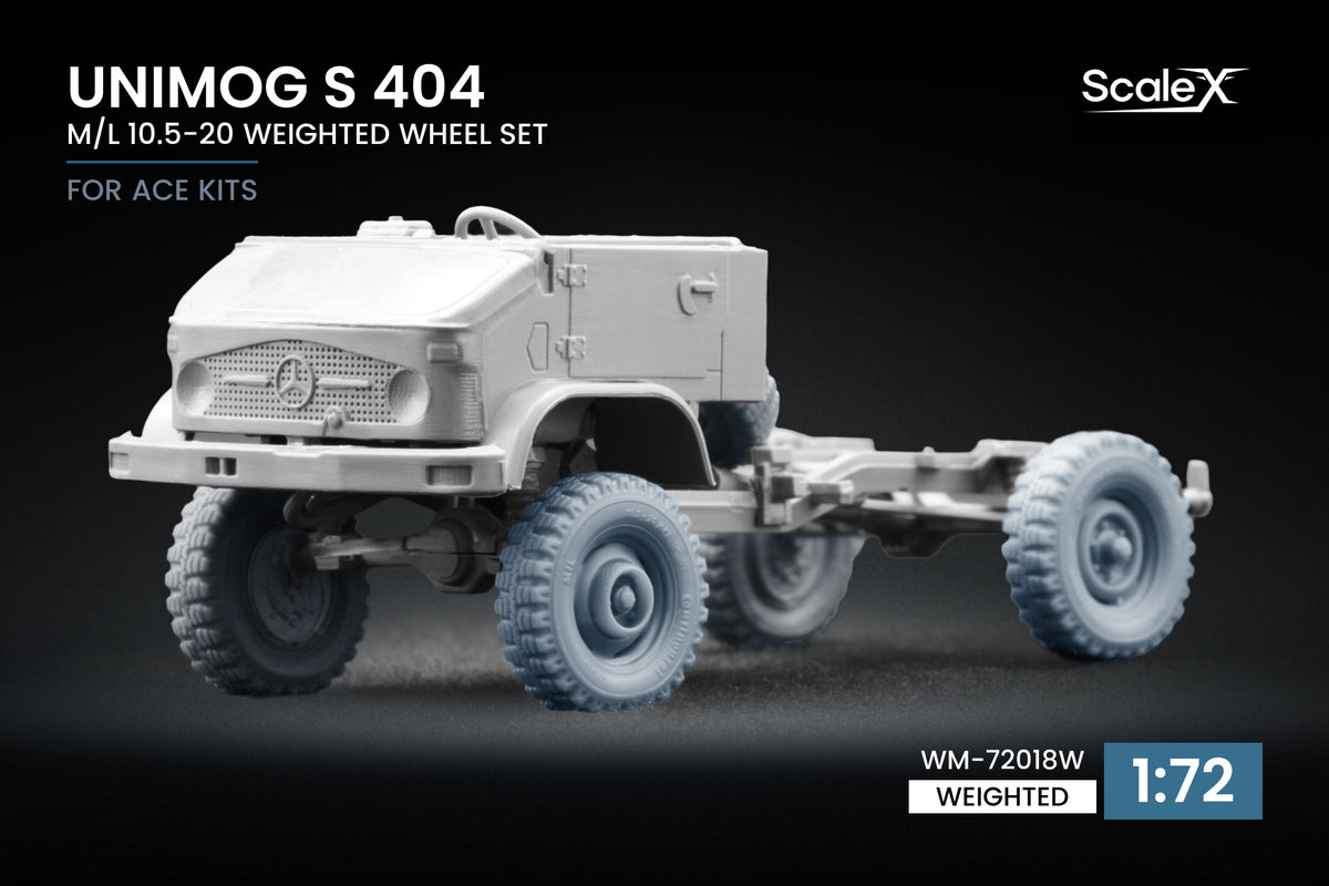 ScaleX Unimog S 404 M/L 10.5-20 Weighted Wheel Set 1:72 Model Kits WM-72018W