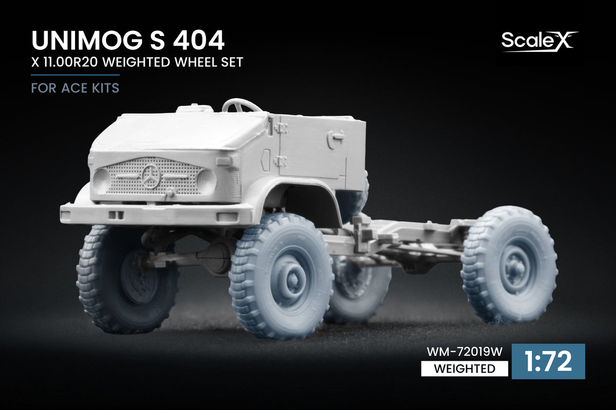 ScaleX Unimog S 404 X 11.00R20 Weighted Wheel Set 1:72 Model Kits WM-72019W