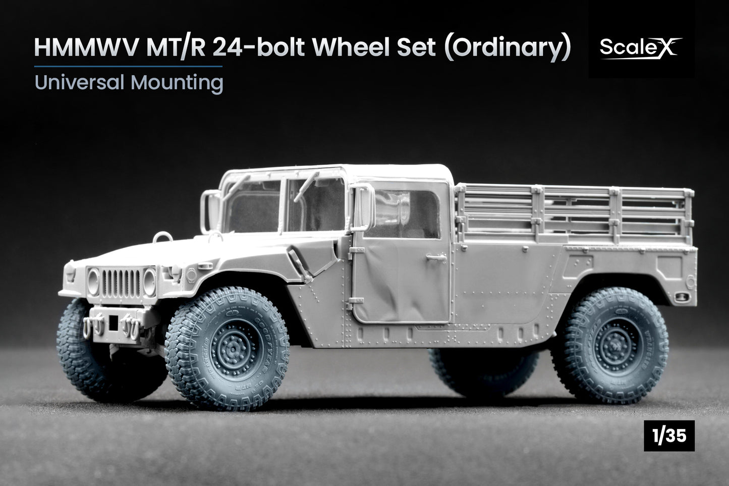 ScaleX HMMWV MT/R 24-bolt Ordinary Wheel Set For ICM 1:35 Model Kits