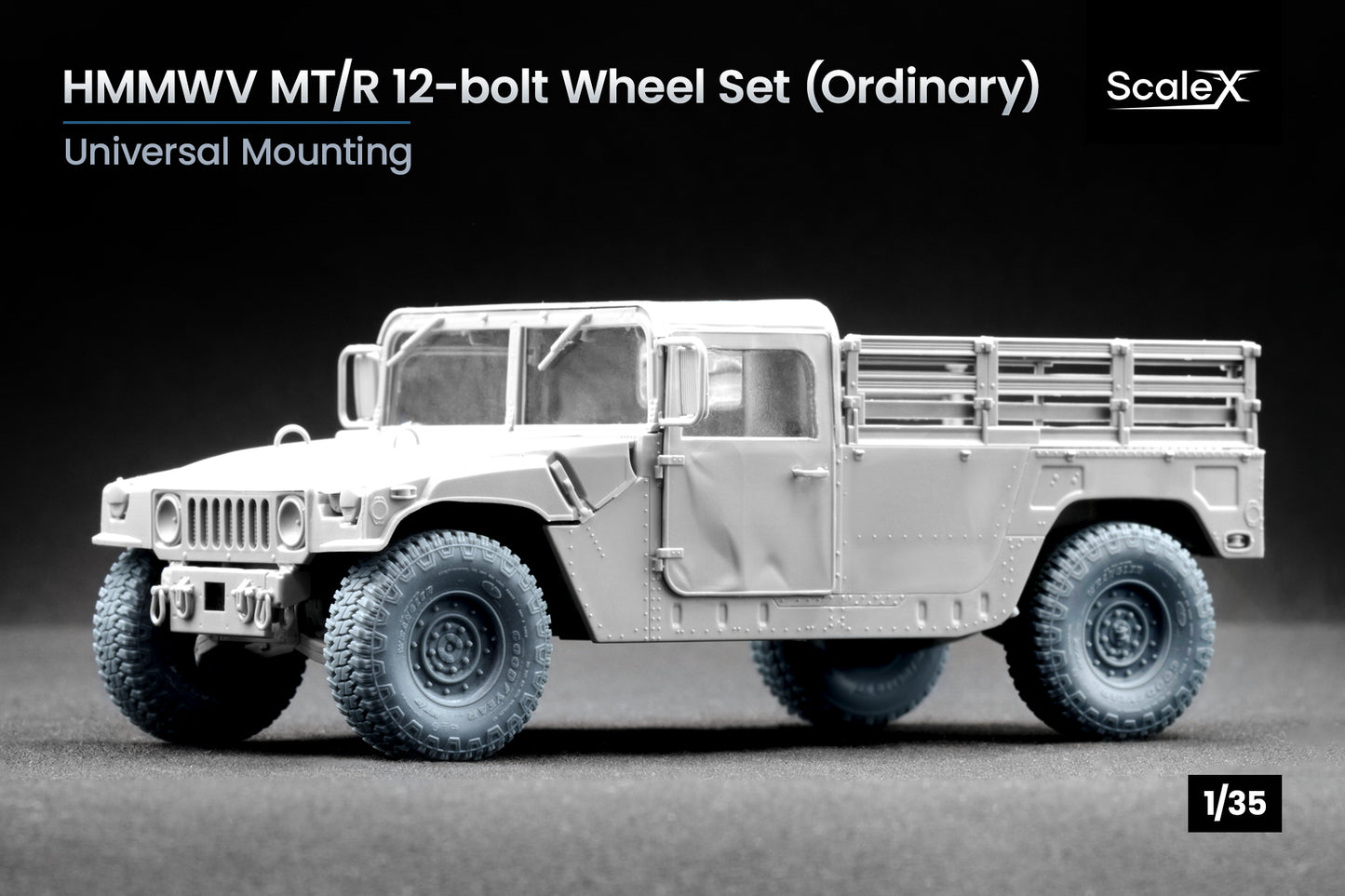 ScaleX HMMWV MT/R 12-bolt Ordinary Wheel Set For ICM 1:35 Model Kits