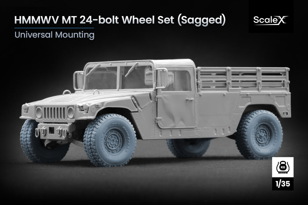 ScaleX HMMWV MT 24-bolt Weighted Wheel Set For ICM Academy 1:35 Model Kits