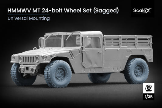 ScaleX HMMWV MT 24-bolt Weighted Wheel Set For ICM Academy 1:35 Model Kits