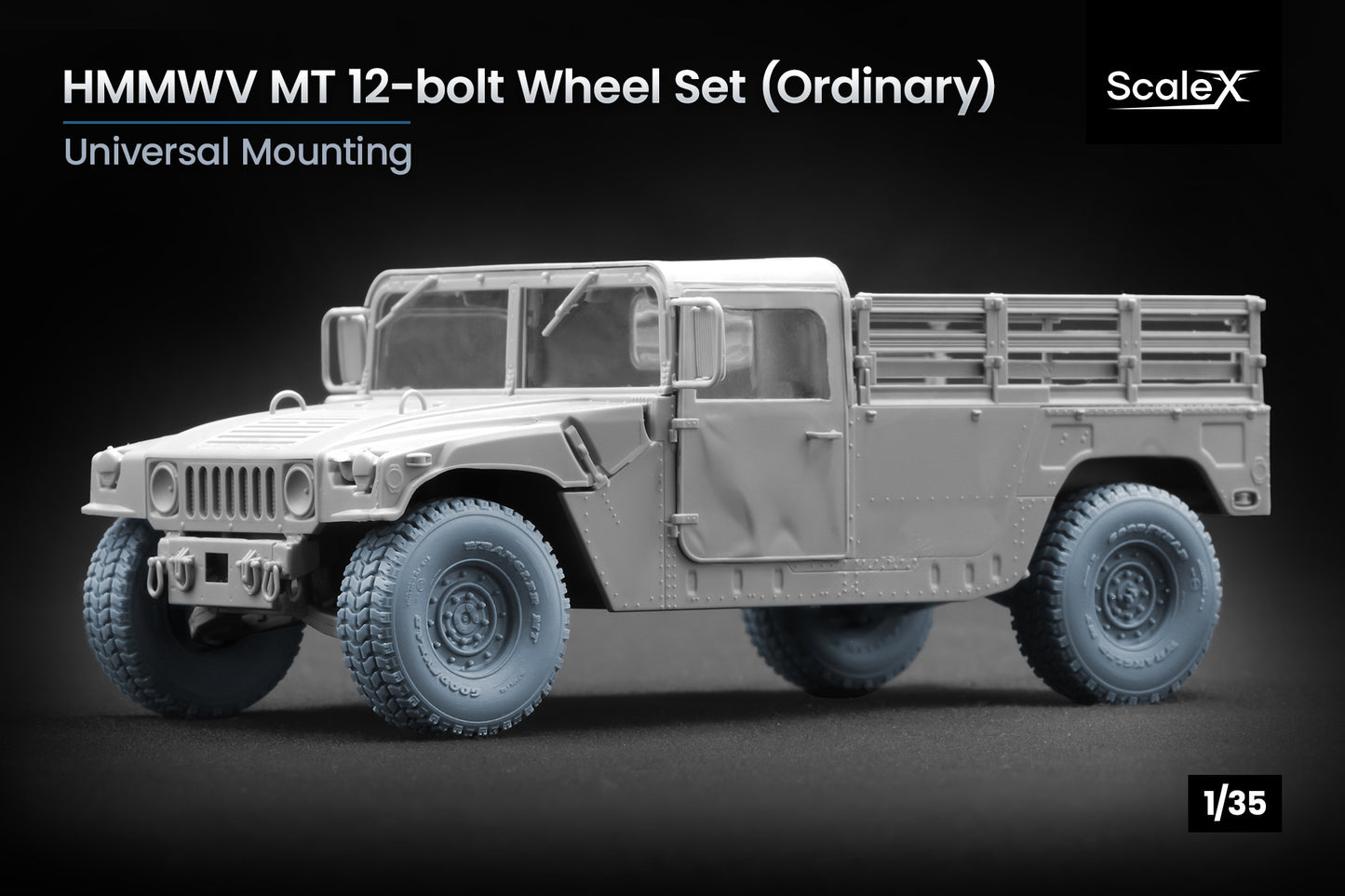 ScaleX HMMWV MT 12-bolt Ordinary Wheel Set For ICM Academy 1:35 Model Kits