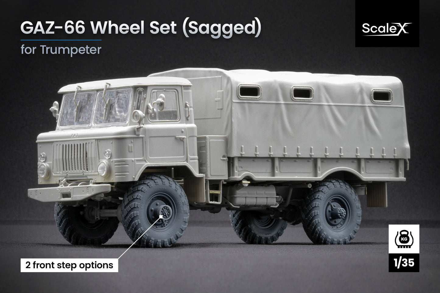 ScaleX GAZ-66 Weighted Wheel Set 1:35 Accessory For Trumpeter 1:35 Model Kits