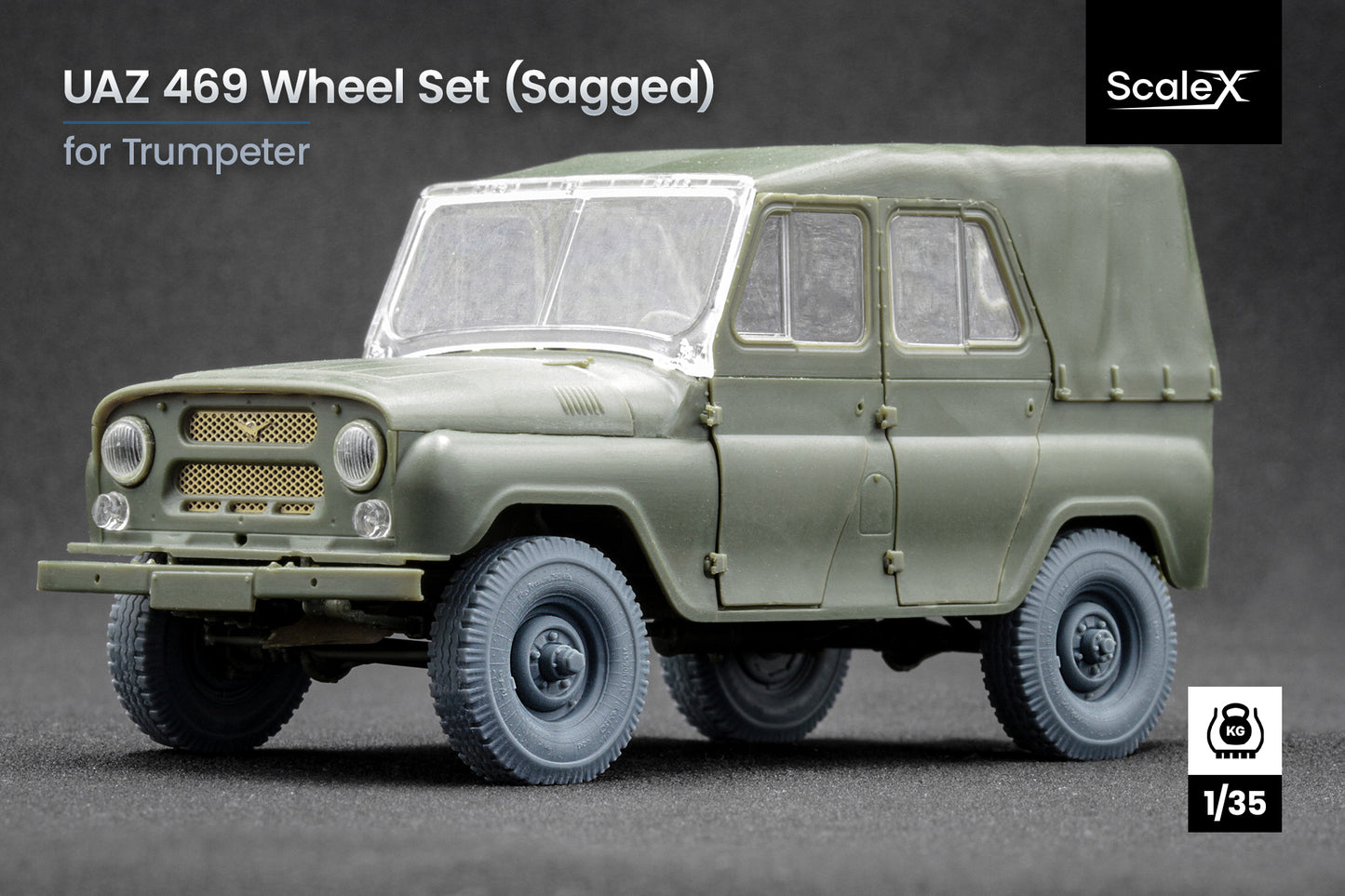 ScaleX UAZ 469 Weighted Wheel Set For Trumpeter 1:35 Model Kits