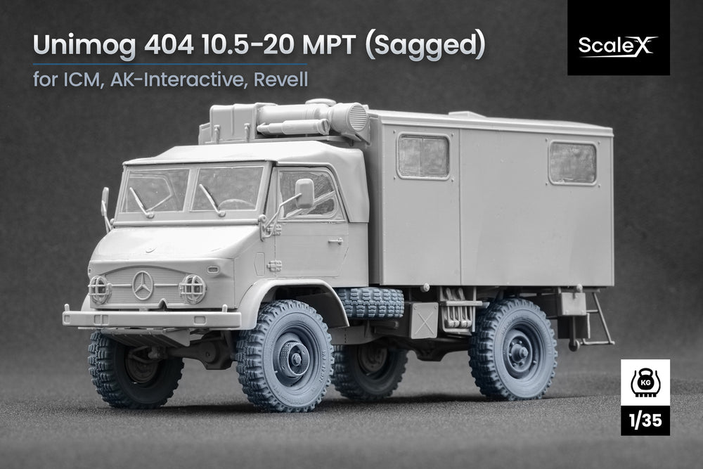 ScaleX Unimog 404 10.5-20 MPT Weighted Wheel Set For ICM, AK Revell 1:35 Model Kits