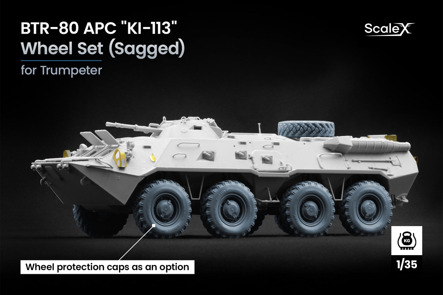 ScaleX BTR-80 APC "KI-113" Weighted Wheel Set 1:35 For Trumpeter 1:35 Model Kits