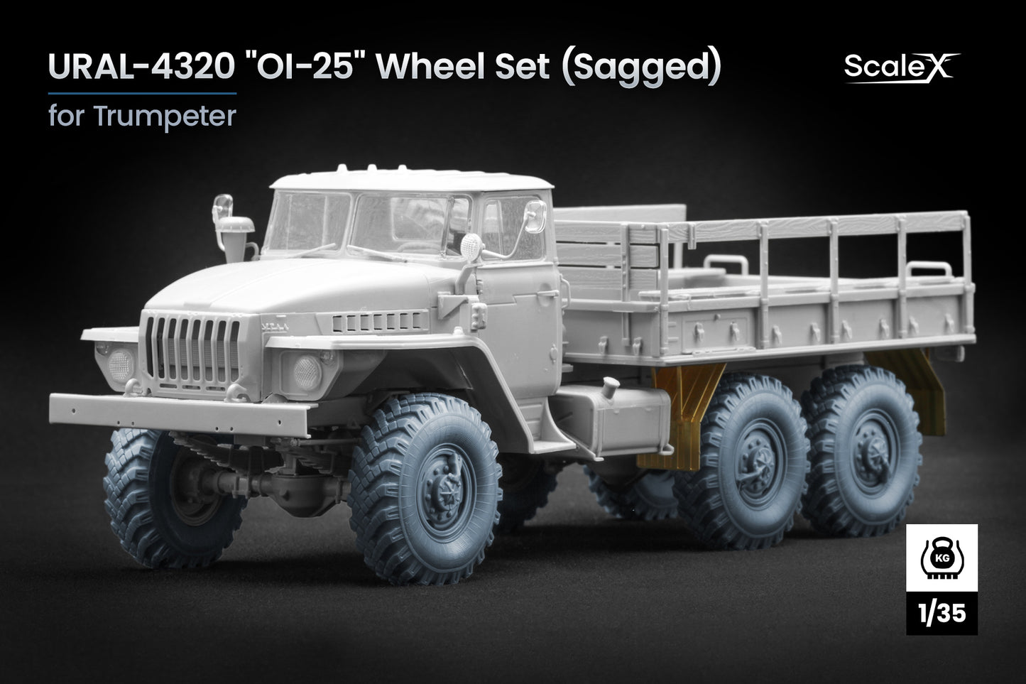 ScaleX URAL-4320 "_I-25" Weighted Wheel Set For Trumpeter 1:35 Model Kits