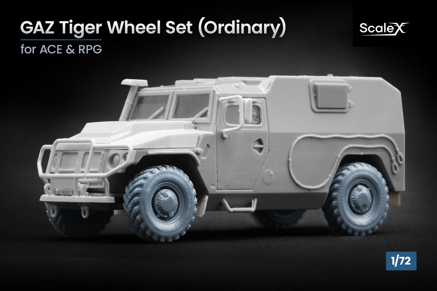 ScaleX GAZ Tiger Ordinary Wheel Set For ACE 1:72 Model Kits