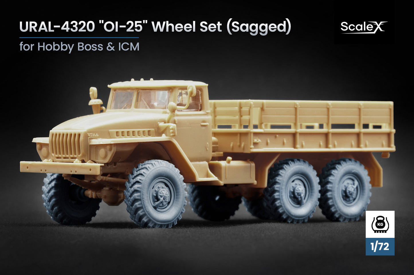 ScaleX URAL-4320 "_I-25" Weighted Wheel Set For Hobby Boss ICM 1:72 Model Kits