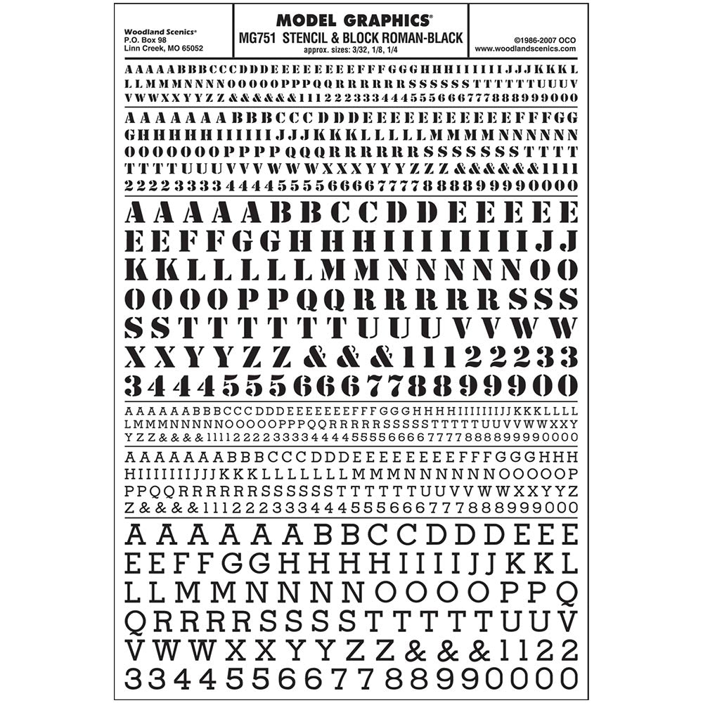 Woodland Scenics MG751 Stencil & Block Roman Black