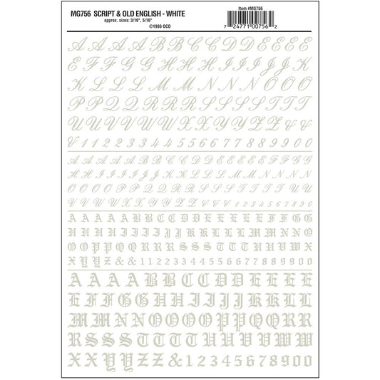 Woodland Scenics MG756 Script & Old English White