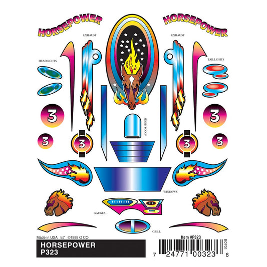 Pinecar Horsepower Stick-On Decals WP323